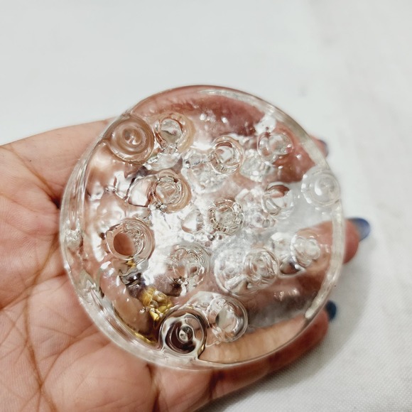 Vintage Handblown Clear Glass Flower Frog Footed Floral Arrangements - Picture 12 of 14